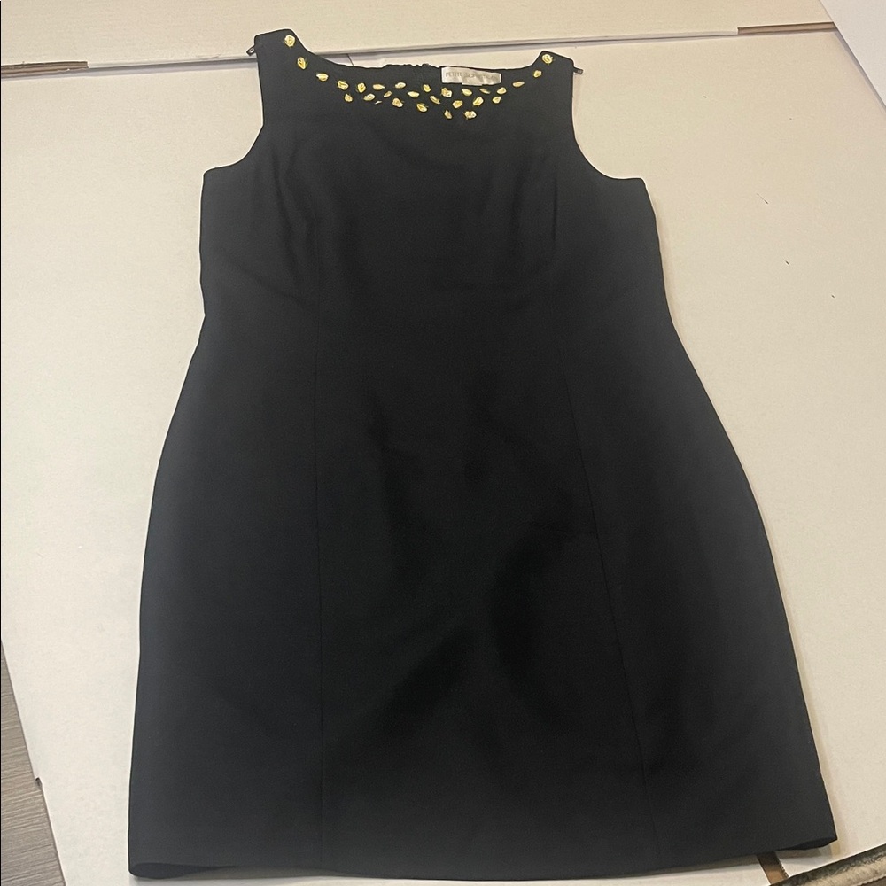 Petite Sophisticate‎ Black Dress with Gold Details